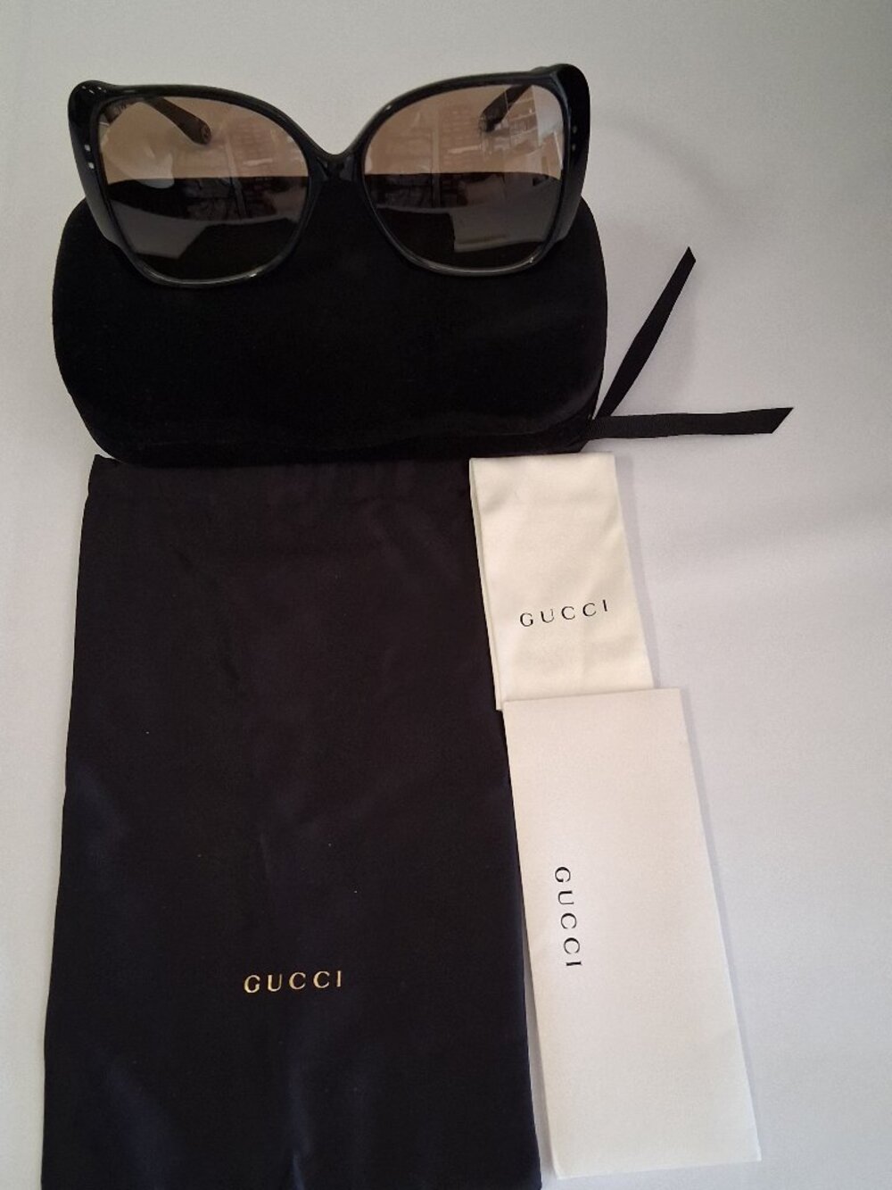 Authentic Gucci GG0471S Designer Sunglasses in Shiny Black/Brown Gradient New